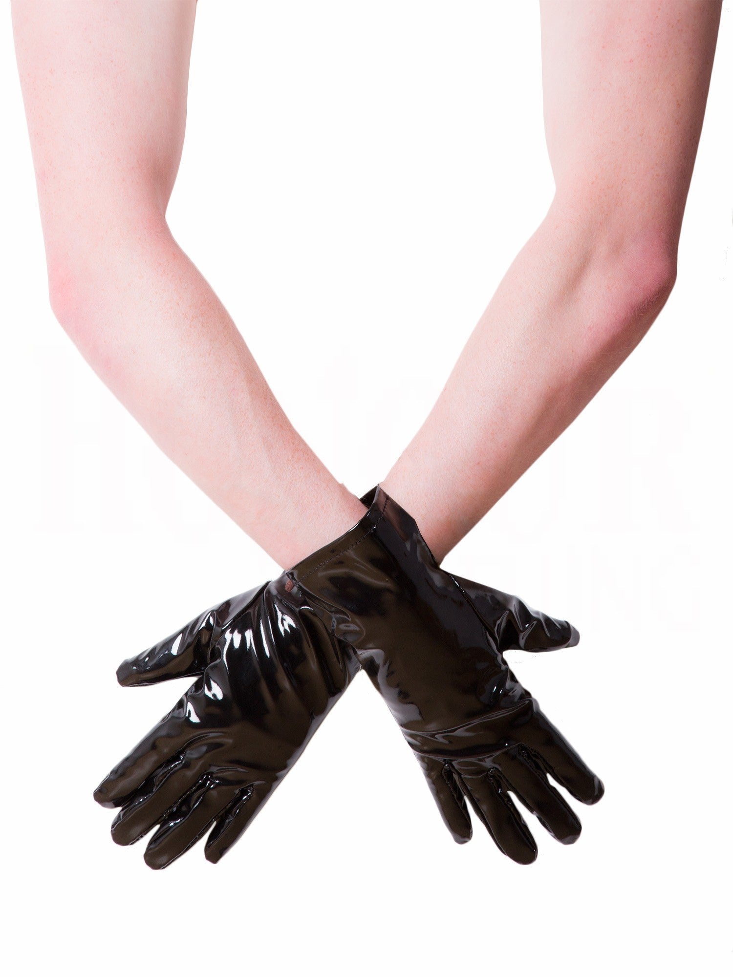 Gants courts noirs en PVC