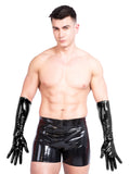 Gants pour homme en latex/caoutchouc jusqu'aux coudes, noirs