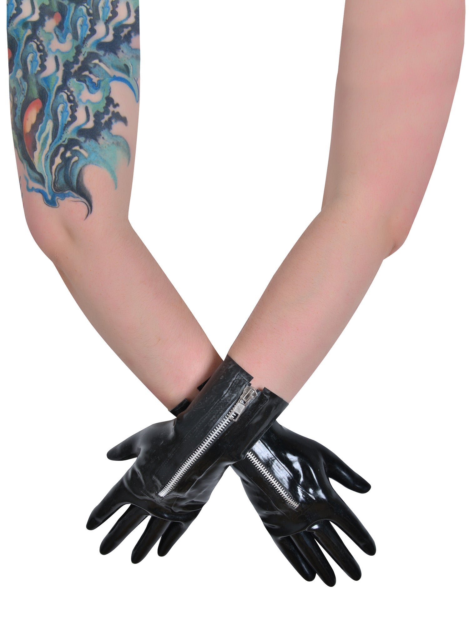 Gants courts zippés en latex/caoutchouc