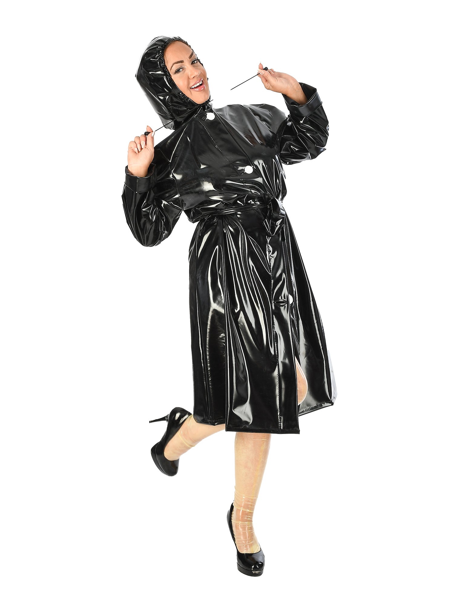 Imperméable en plastique de style vintage – noir