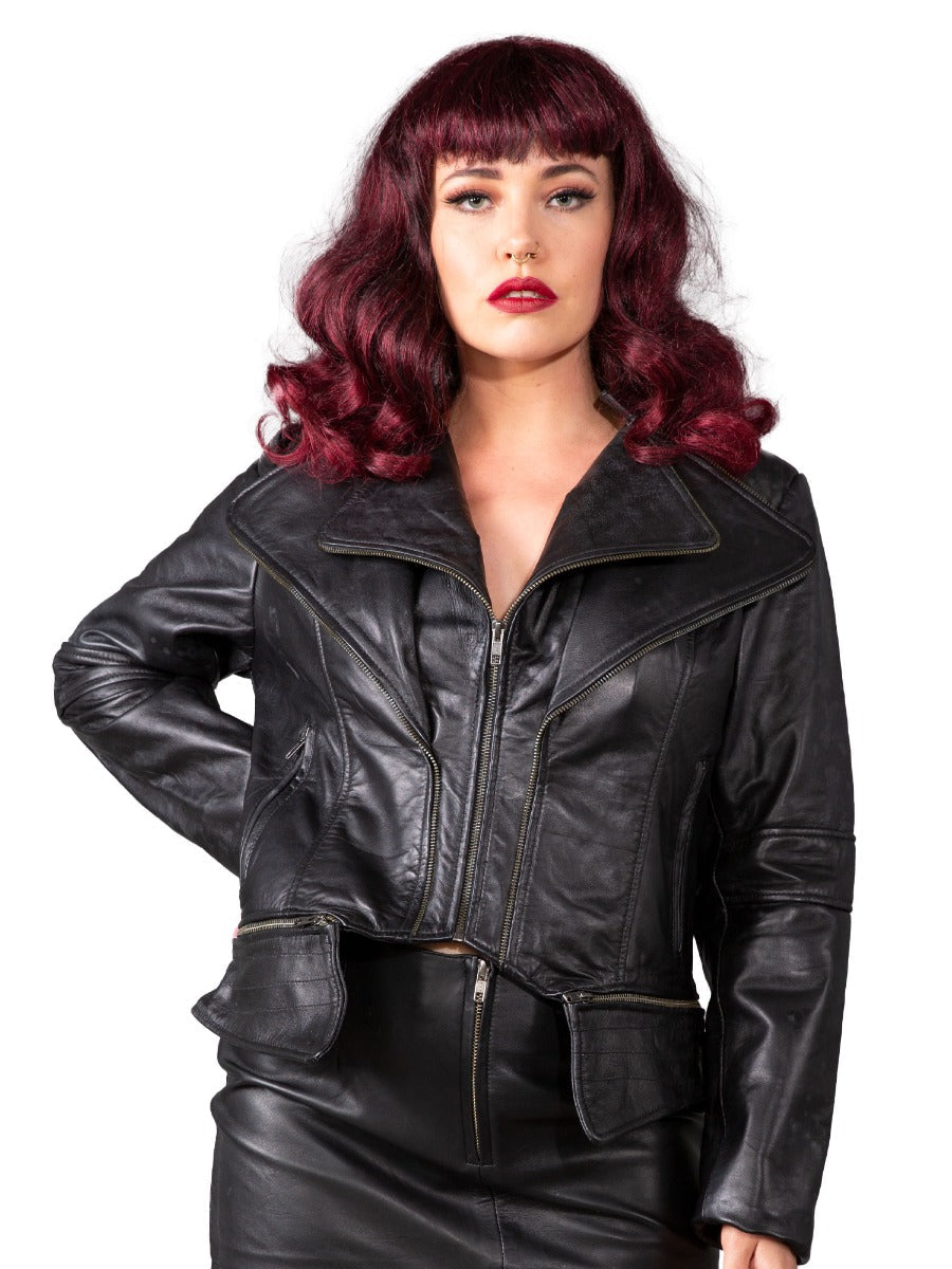 Veste zippée en cuir haut de gamme