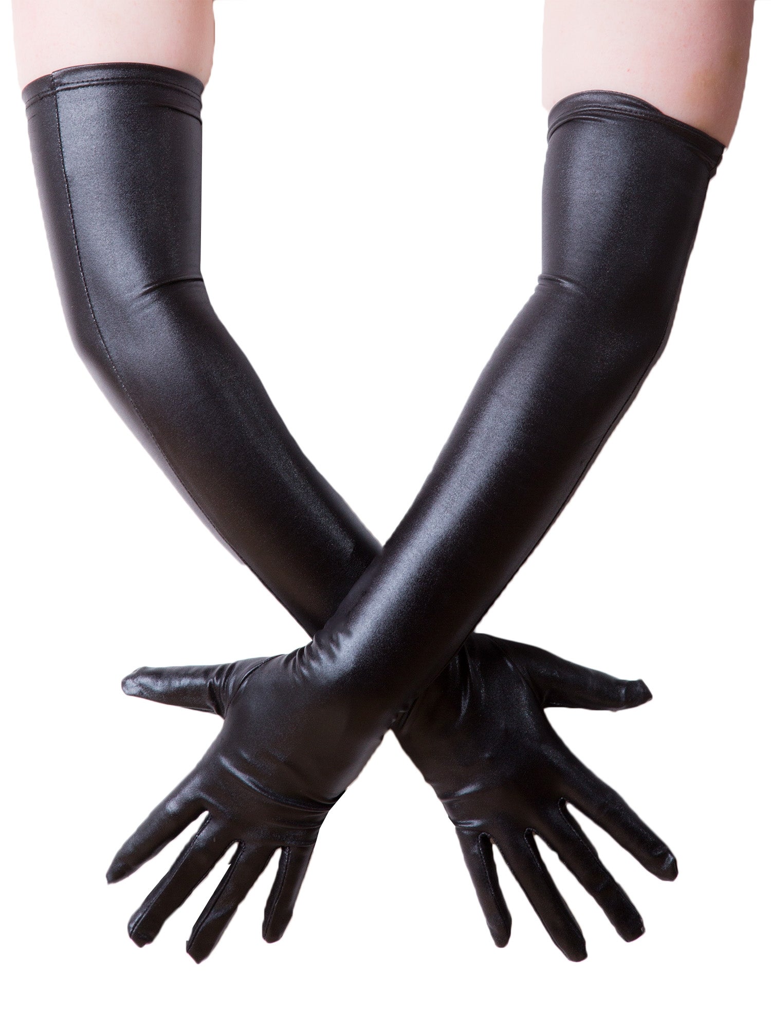 Gants noirs effet wetlook